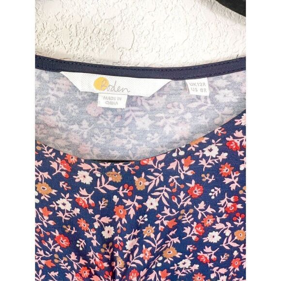 Boden Boho Short Sleeve Floral Jersey Dress Size 8R - Picture 4 of 7